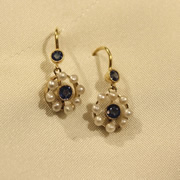 アンティークピアス サファイヤ パール